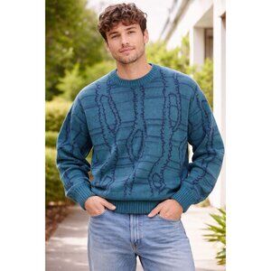 McGregor Teal Graphic Vintage Long Sleeve Sweater Size L Y2K 90s Streetwear